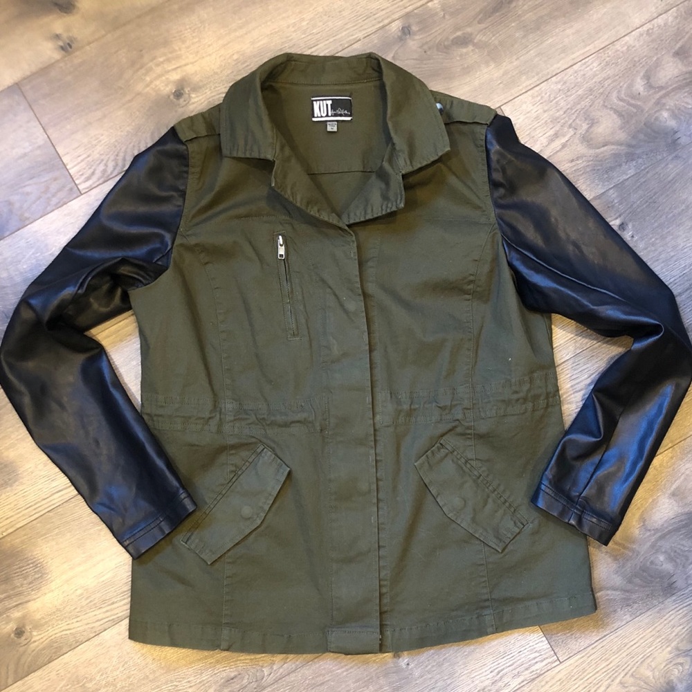 KUT from the Kloth - Green & Faux Leather Jacket M